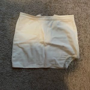 cloud 10 white denim skirt with sparkle tassel detail